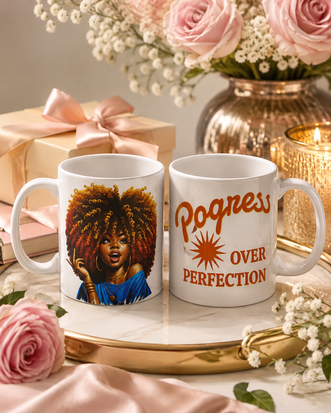 Proud Natural Hair Afro Woman Mug | Black Girl Magic Coffee Cup