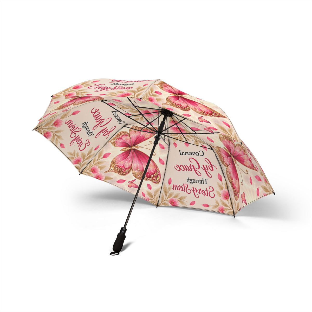 Through Every Storm Butterfly Umbrella | Faith-Inspired Foldable Umbrella