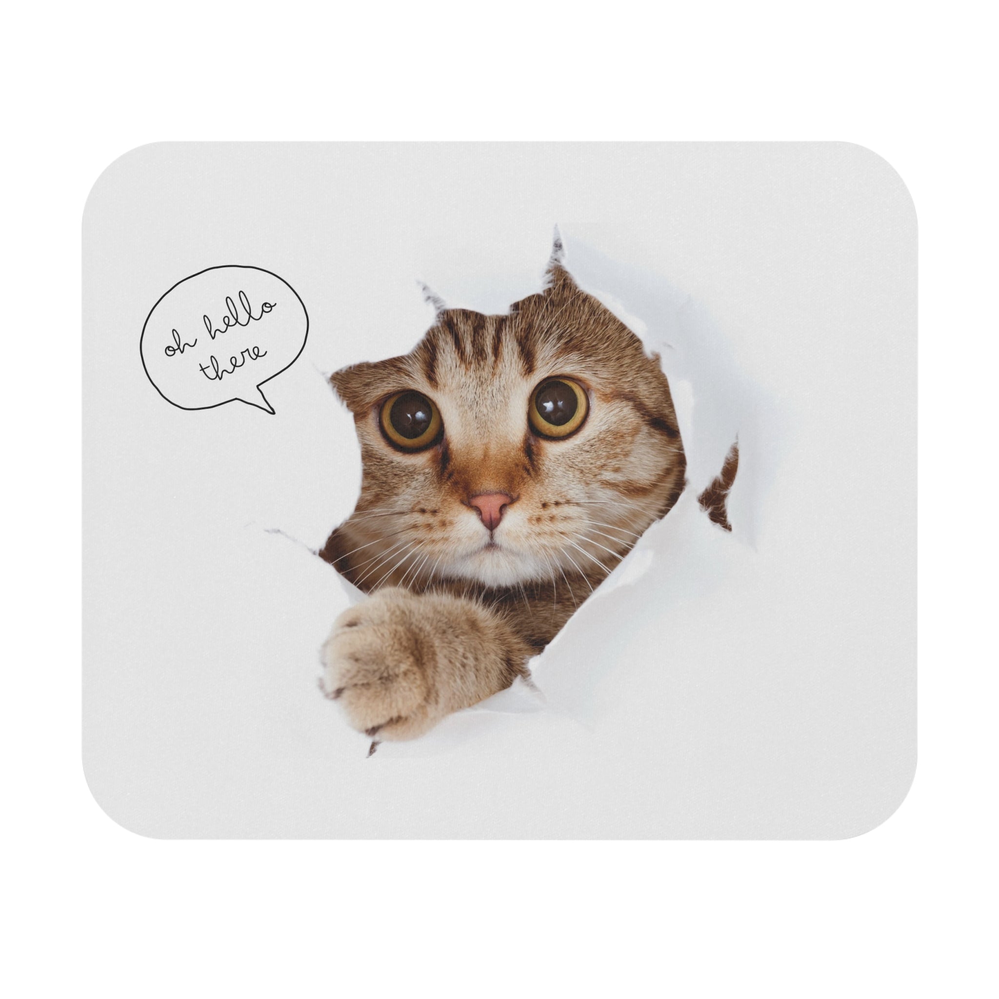 Peekaboo Cat with Speech Bubble Mouse Pad