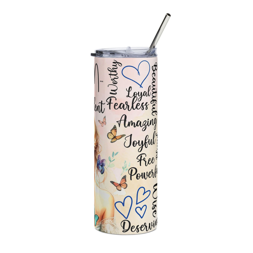 I Am Confident Inspirational Tumbler | 20oz Stainless Steel Skinny Tumbler