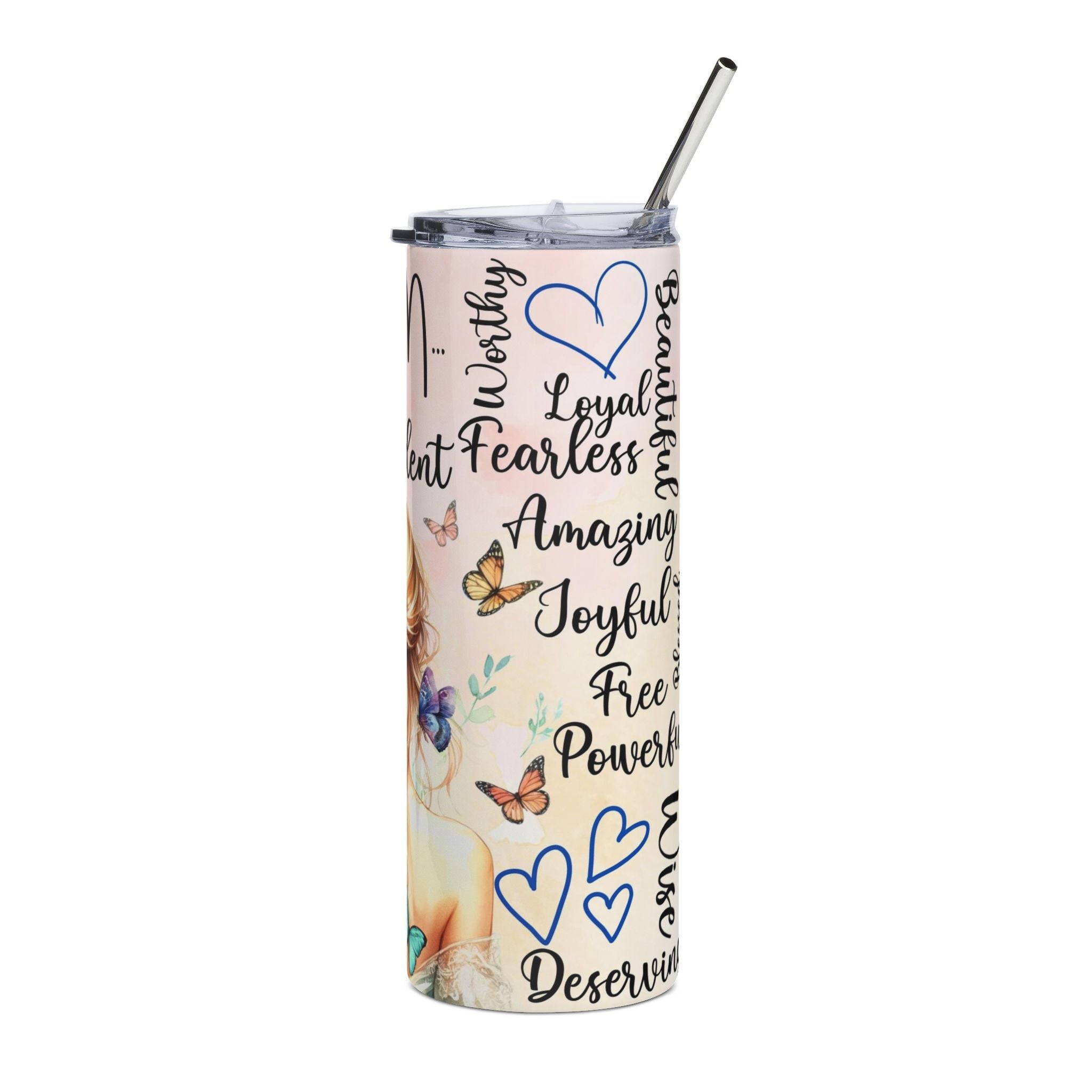I Am Confident Inspirational Tumbler | 20oz Stainless Steel Skinny Tumbler