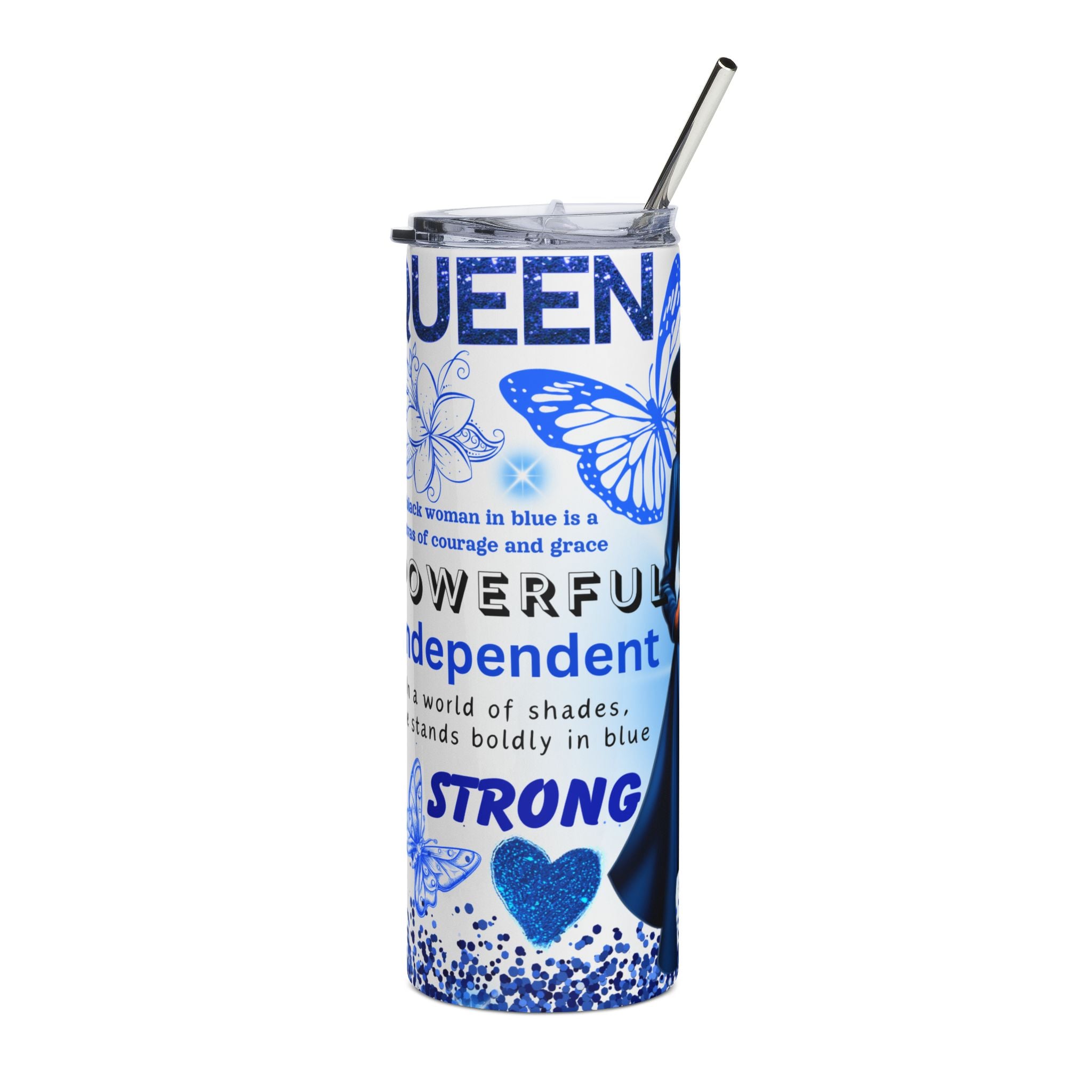 Bold Blue Queen 20oz Stainless Steel Tumbler | Inspirational Gift for Strong Women