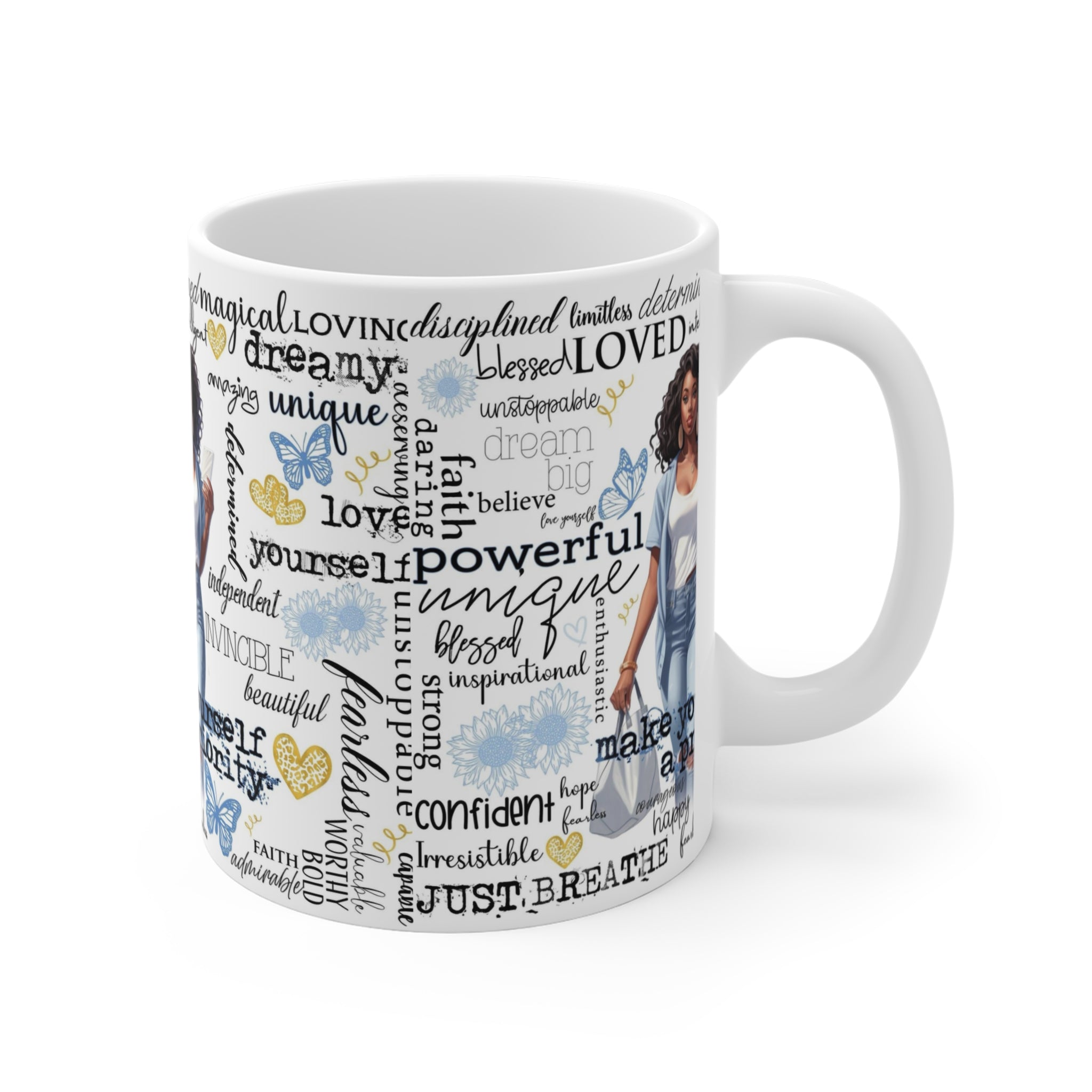 Black Woman Affirmations Mug | Self Love Typography, Inspirational Words