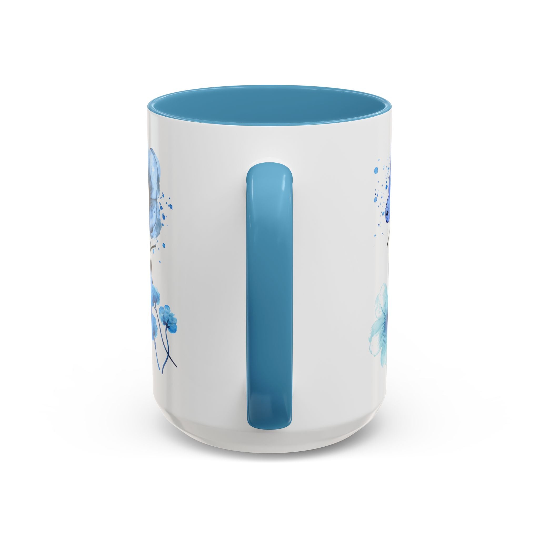 Trust in the Lord 15 oz Accent Mug - Blue Floral & Butterfly Faith Design