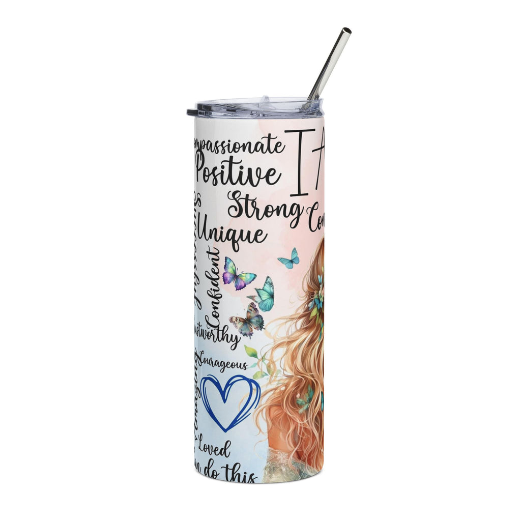 I Am Confident Inspirational Tumbler | 20oz Stainless Steel Skinny Tumbler
