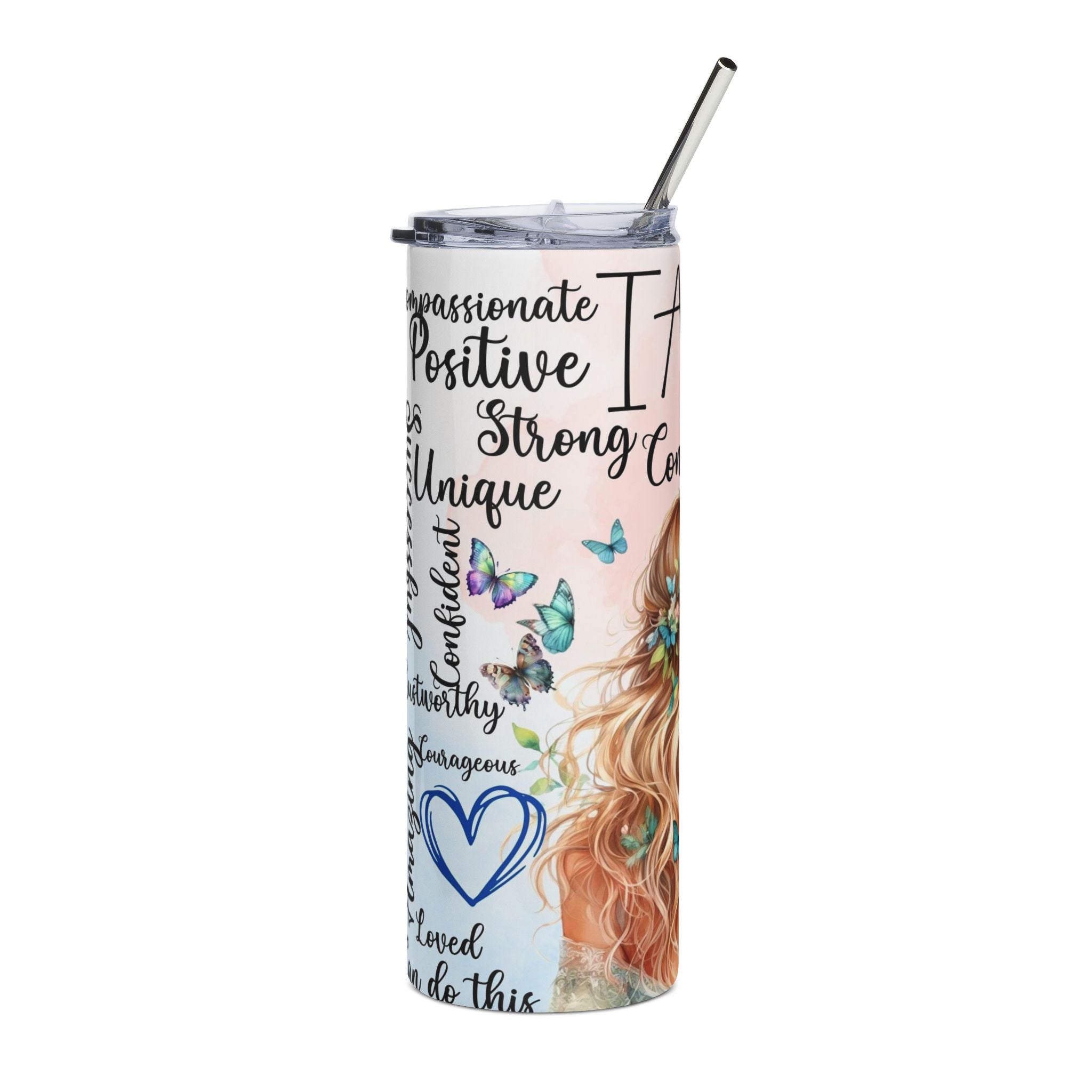 I Am Confident Inspirational Tumbler | 20oz Stainless Steel Skinny Tumbler