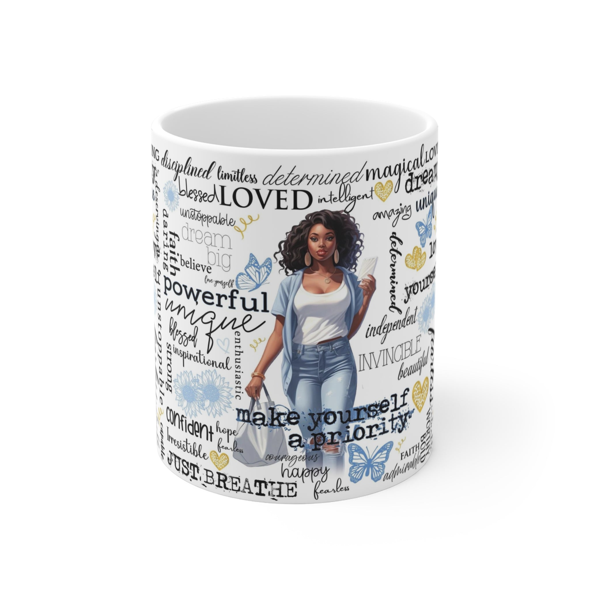 Black Woman Affirmations Mug | Self Love Typography, Inspirational Words