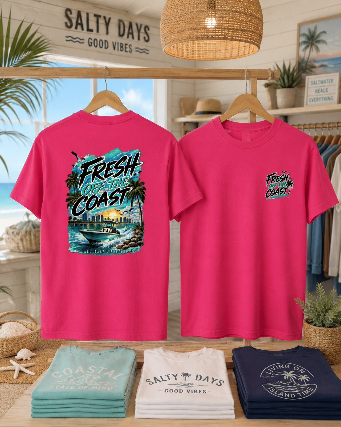 Fresh Off the Coast | Gulf Coast Tee | Heart & Hands Signature Beach Line