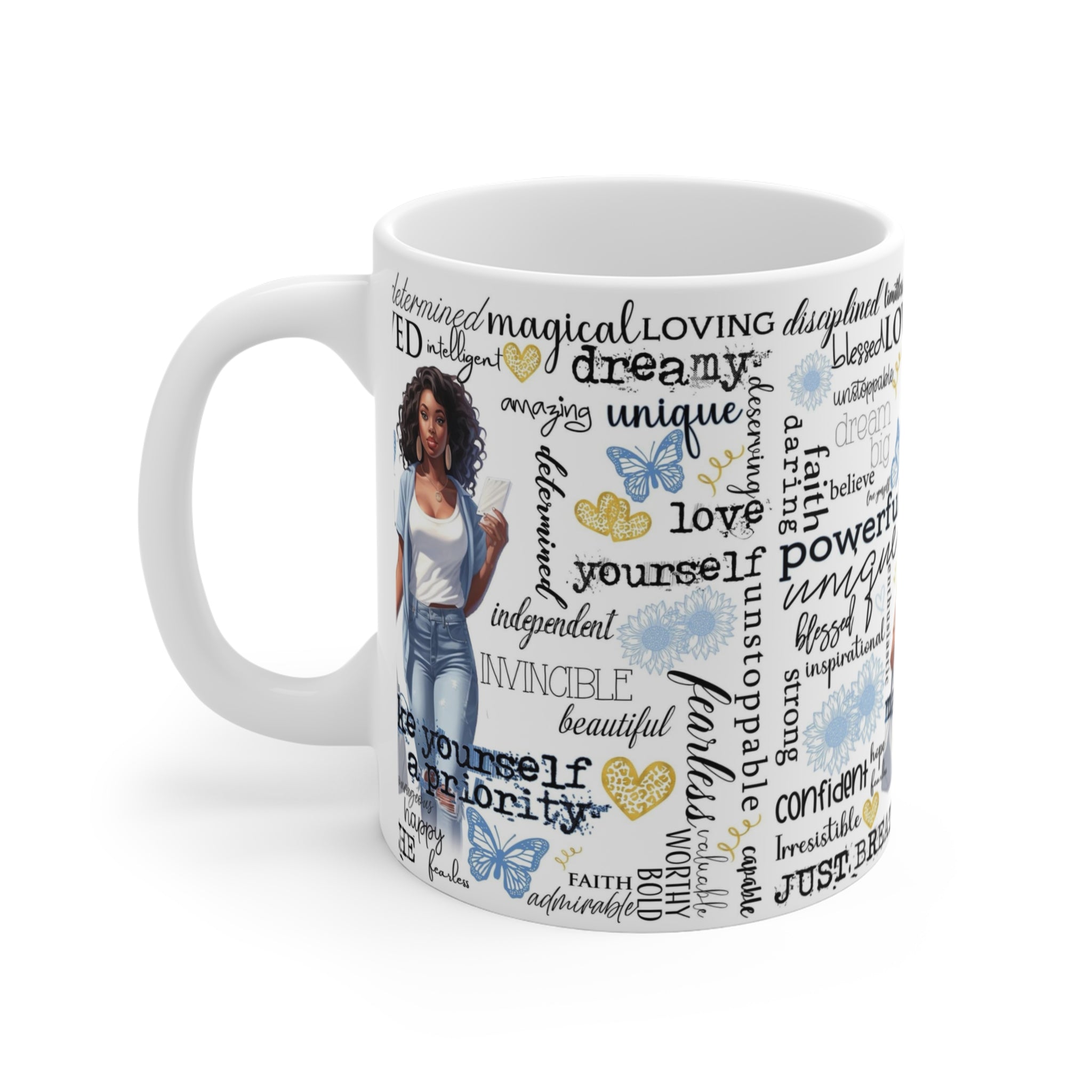 Black Woman Affirmations Mug | Self Love Typography, Inspirational Words