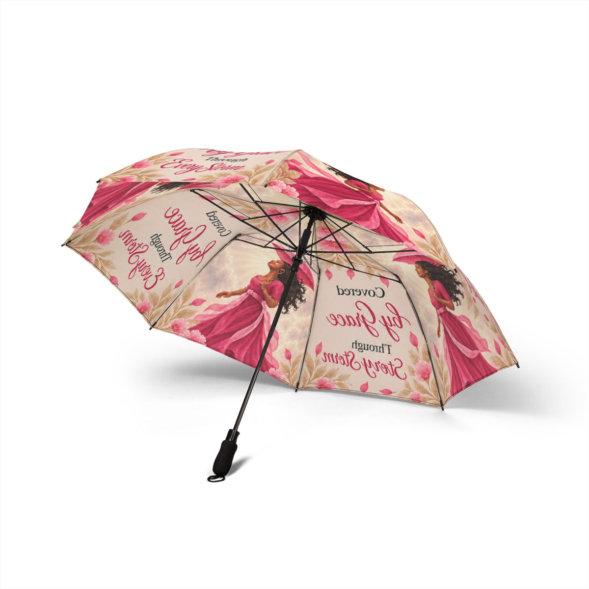 Covered by Grace Through Every Storm | Faith-Inspired Foldable Umbrella