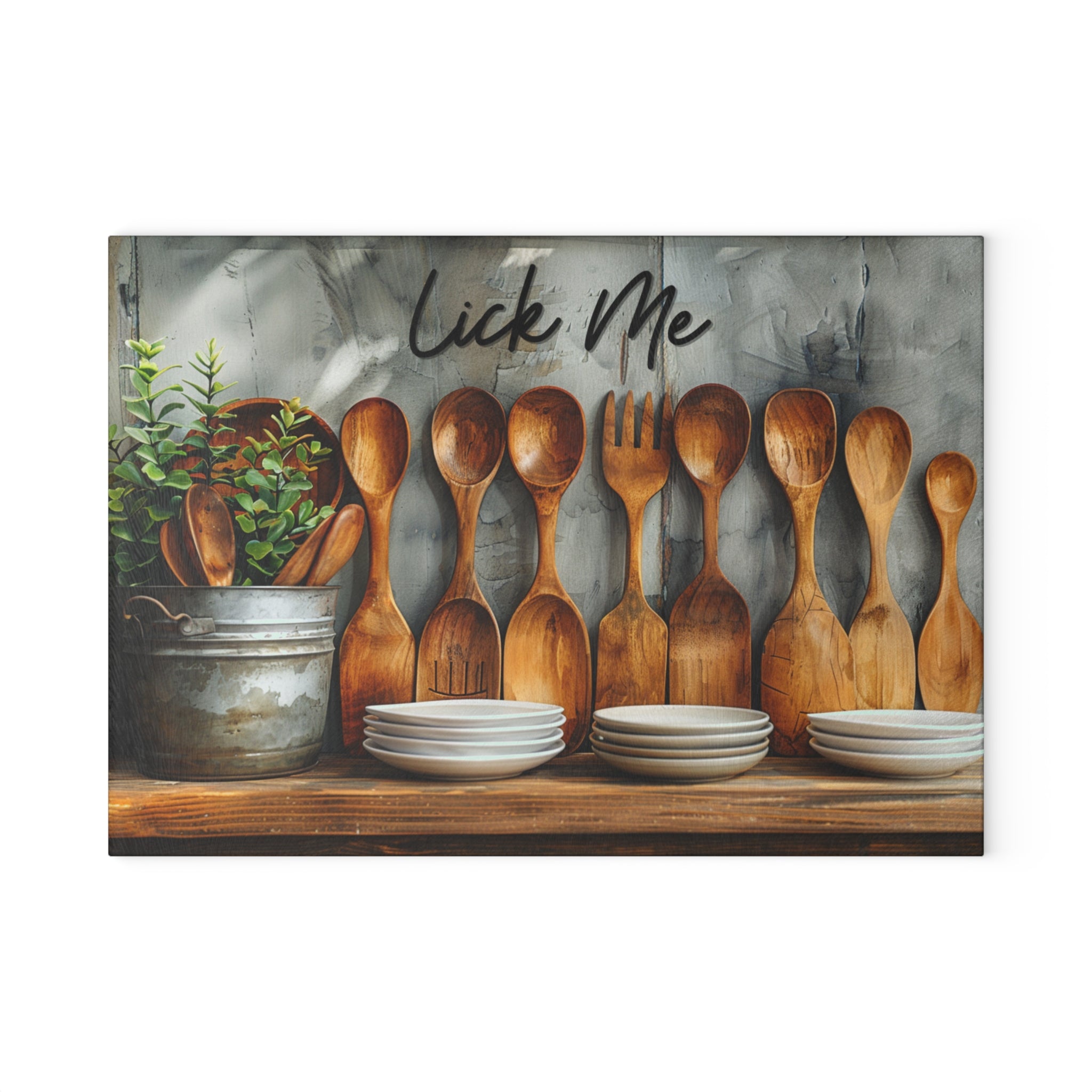 Rustic Wooden Spoon Glass Cutting Board