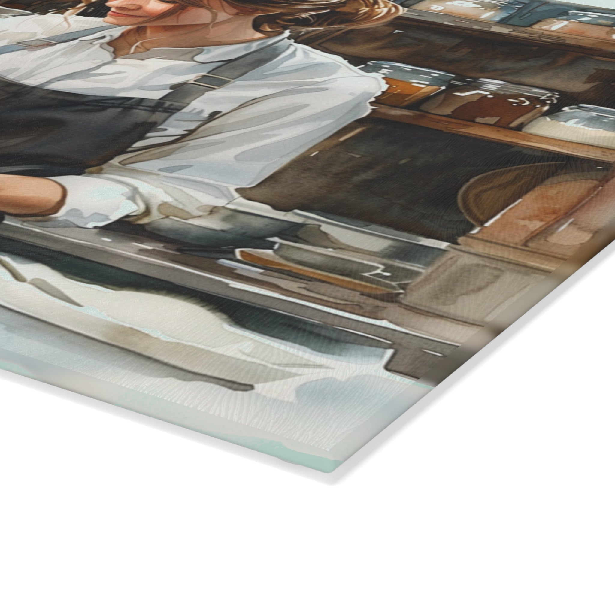 Cooking With Love baker image Glass Cutting Board | kitchen decor, baking scene