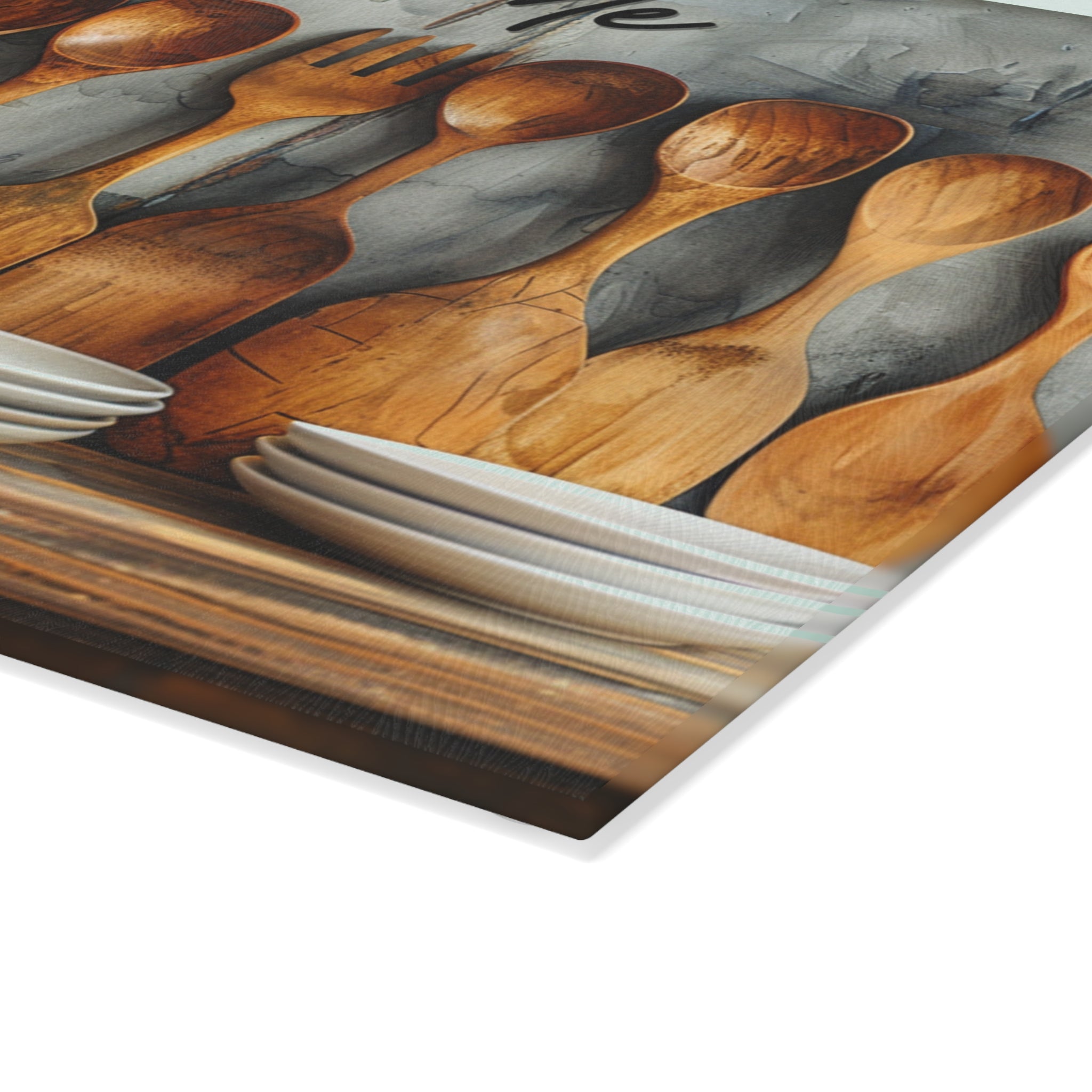 Rustic Wooden Spoon Glass Cutting Board
