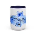 Trust in the Lord 15 oz Accent Mug - Blue Floral & Butterfly Faith Design