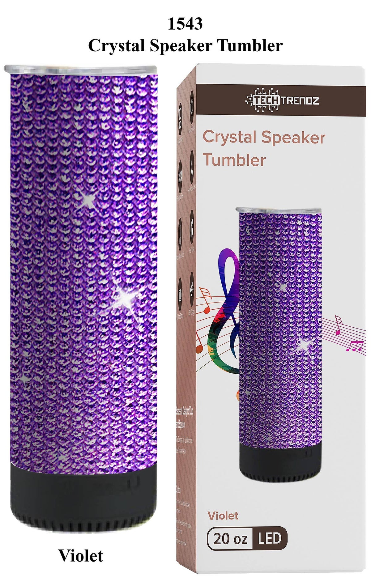 20 oz Crystal Bluetooth Speaker Tumbler