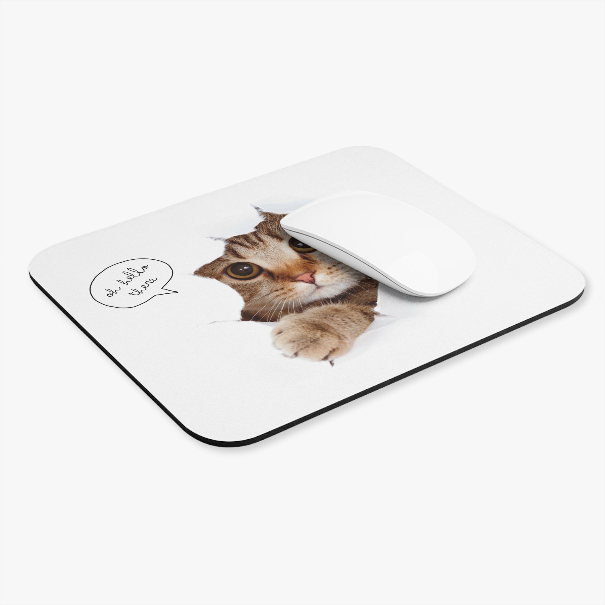 Peekaboo Cat with Speech Bubble Mouse Pad