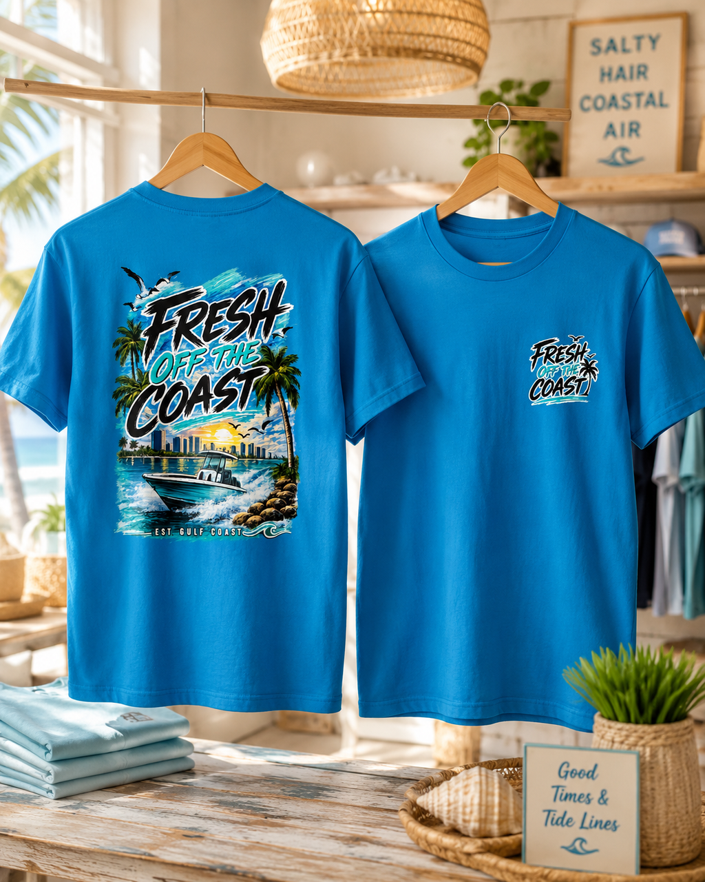 Fresh Off the Coast | Gulf Coast Tee | Heart & Hands Signature Beach Line