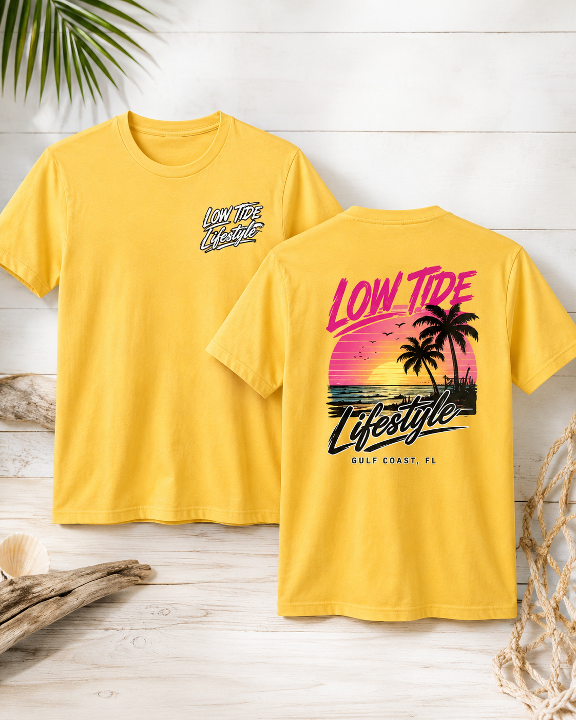 Neon Low Tide Lifestyle Gulf Coast Tee | Heart & Hands Signature Beach Line