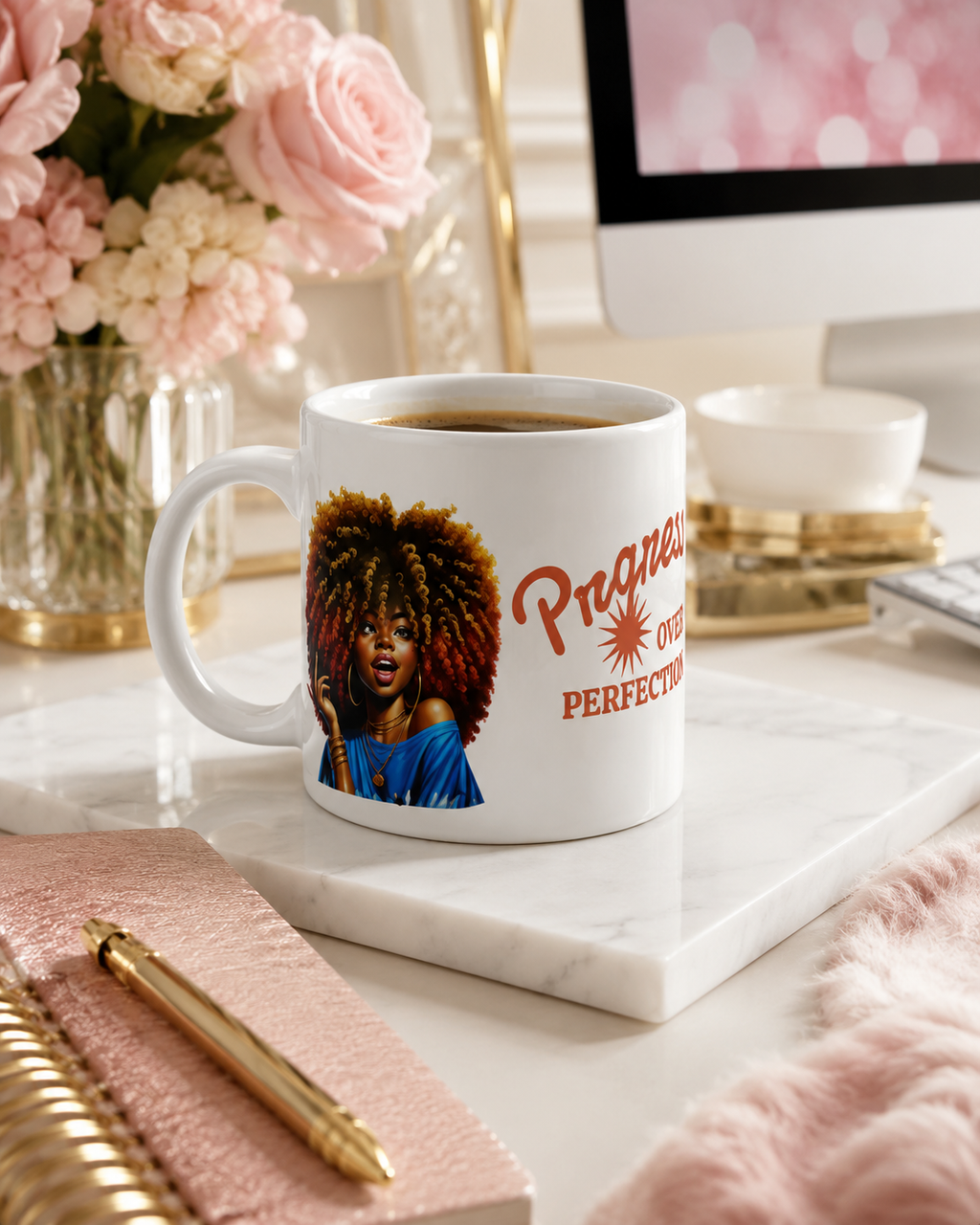 Proud Natural Hair Afro Woman Mug | Black Girl Magic Coffee Cup