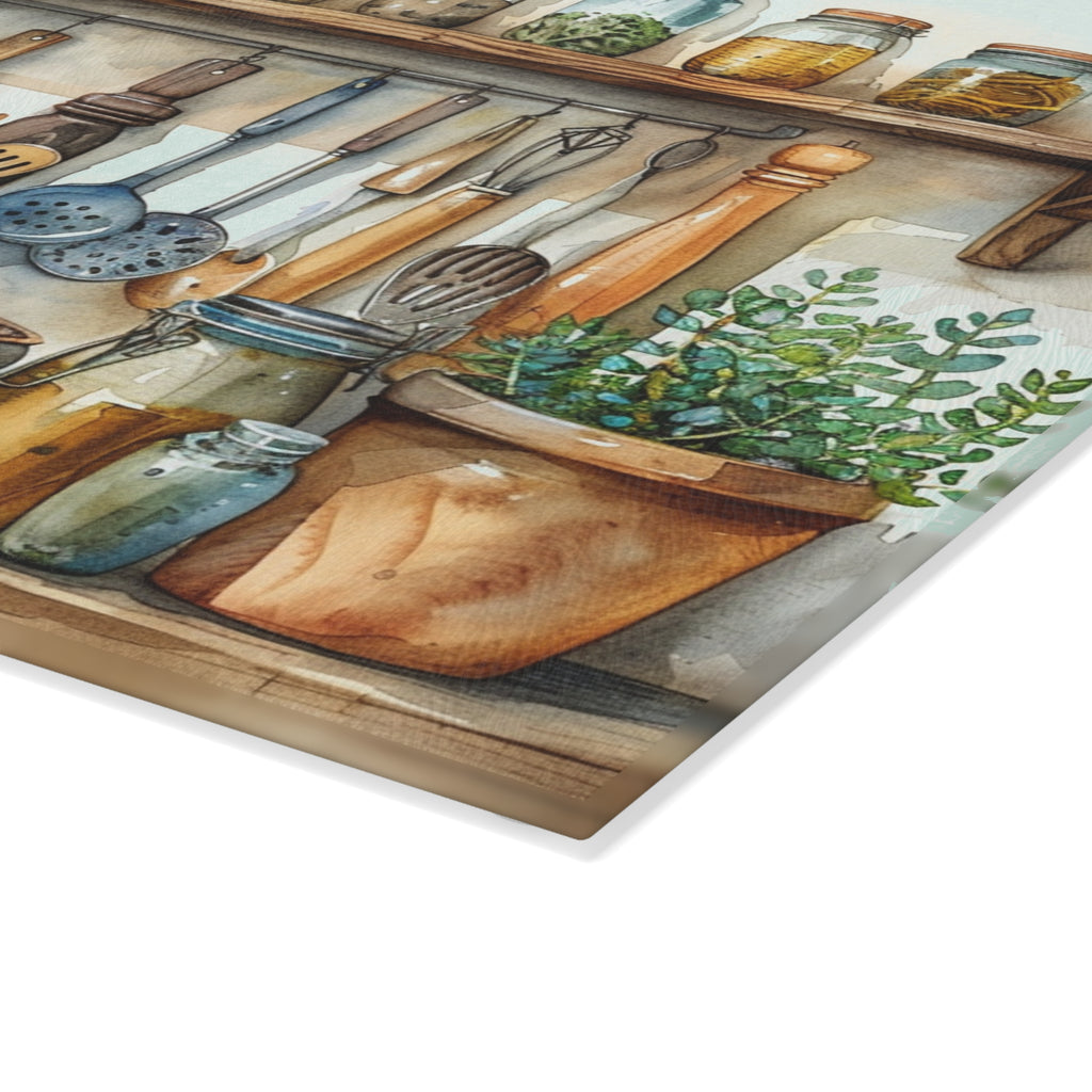 Rustic Kitchen Glass Cutting Board | Farmhouse Kitchen Decor & Serving Board | Add Your Name, Recipe or Family Design