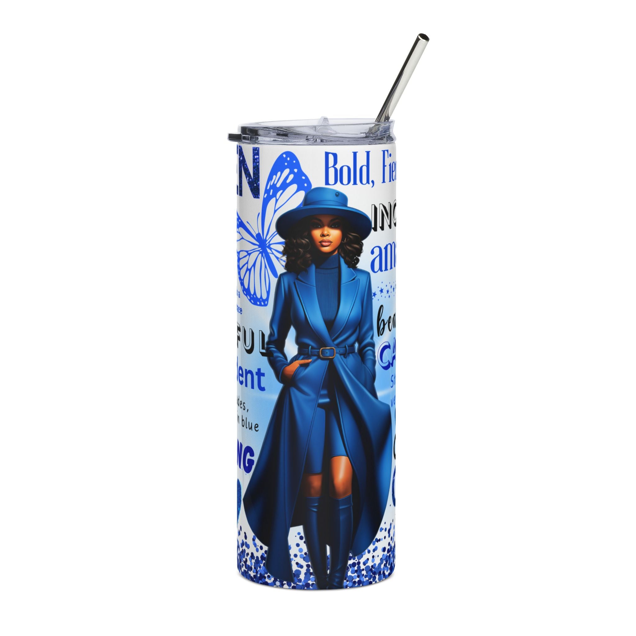 Bold Blue Queen 20oz Stainless Steel Tumbler | Inspirational Gift for Strong Women