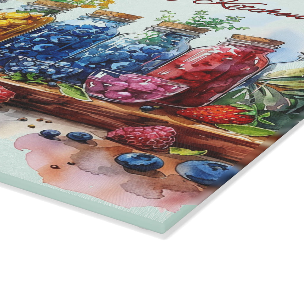 Colorful Mason Jar Glass Cutting Board