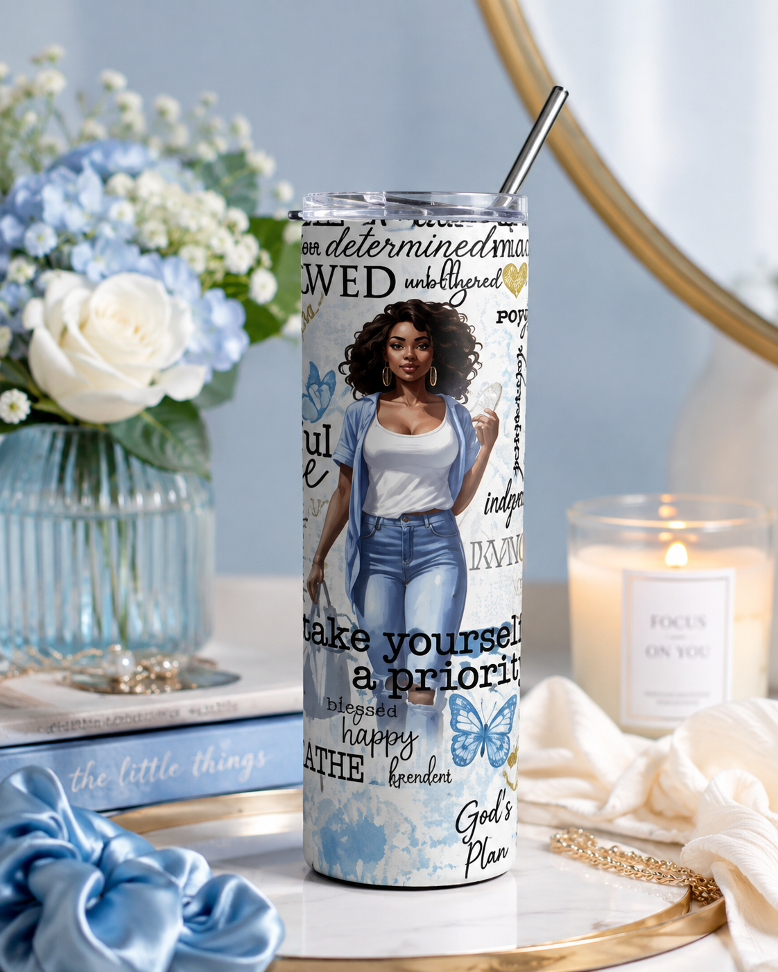 Confident Black Woman Affirmations Tumbler | 20oz Stainless Steel