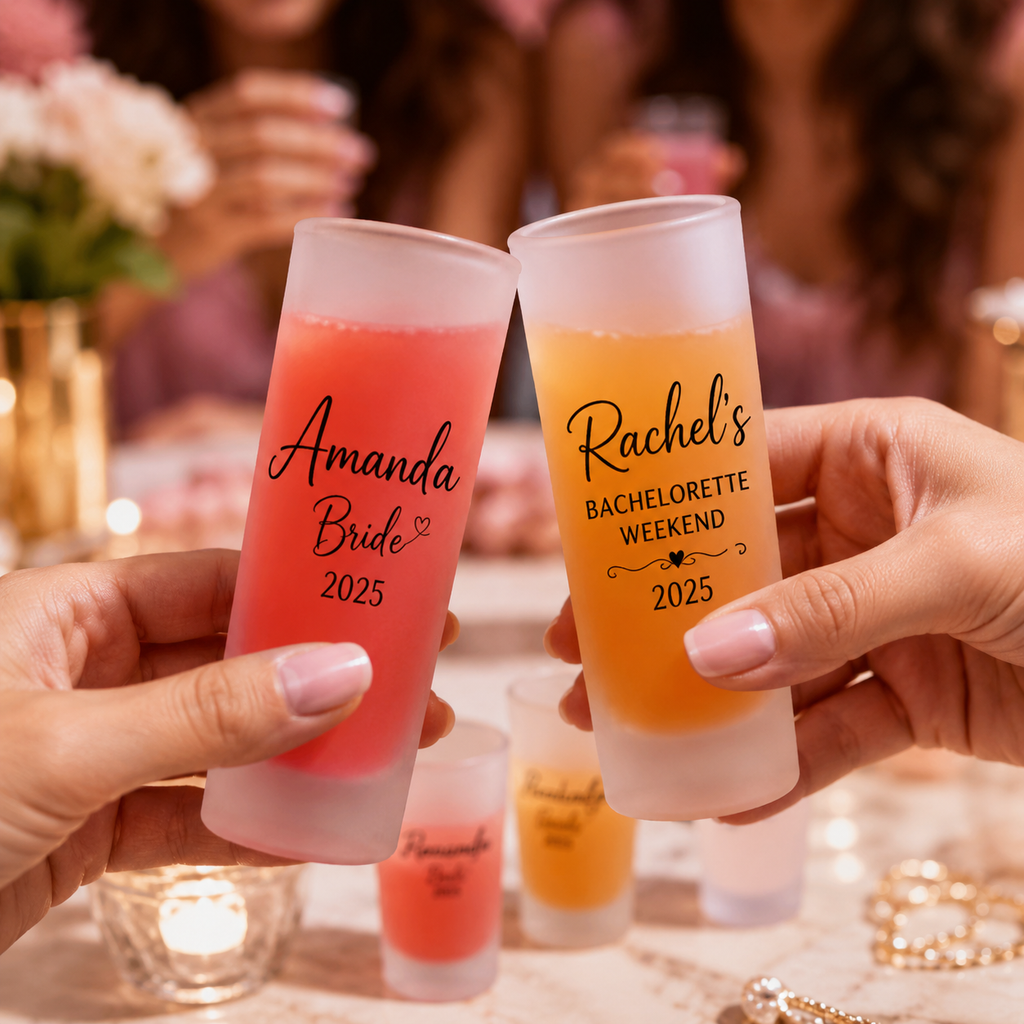 Personalized Frosted Shot Glass | Custom Names, Monogram & Celebration Gifts