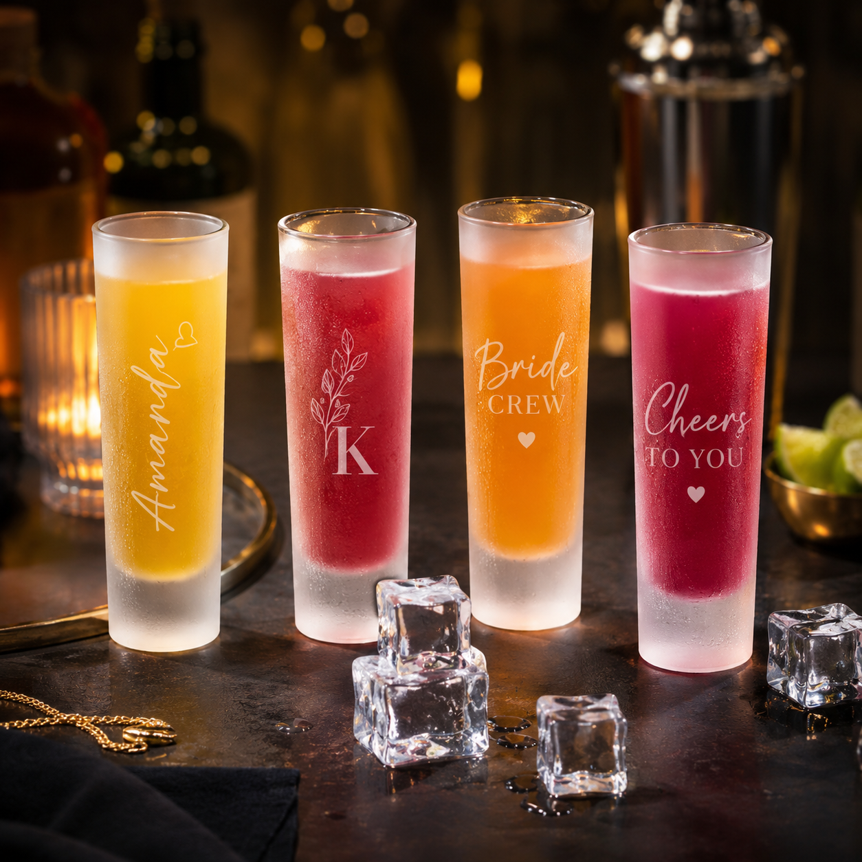 Personalized Frosted Shot Glass | Custom Names, Monogram & Celebration Gifts