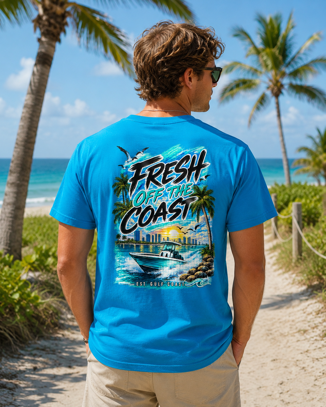 Fresh Off the Coast | Gulf Coast Tee | Heart & Hands Signature Beach Line