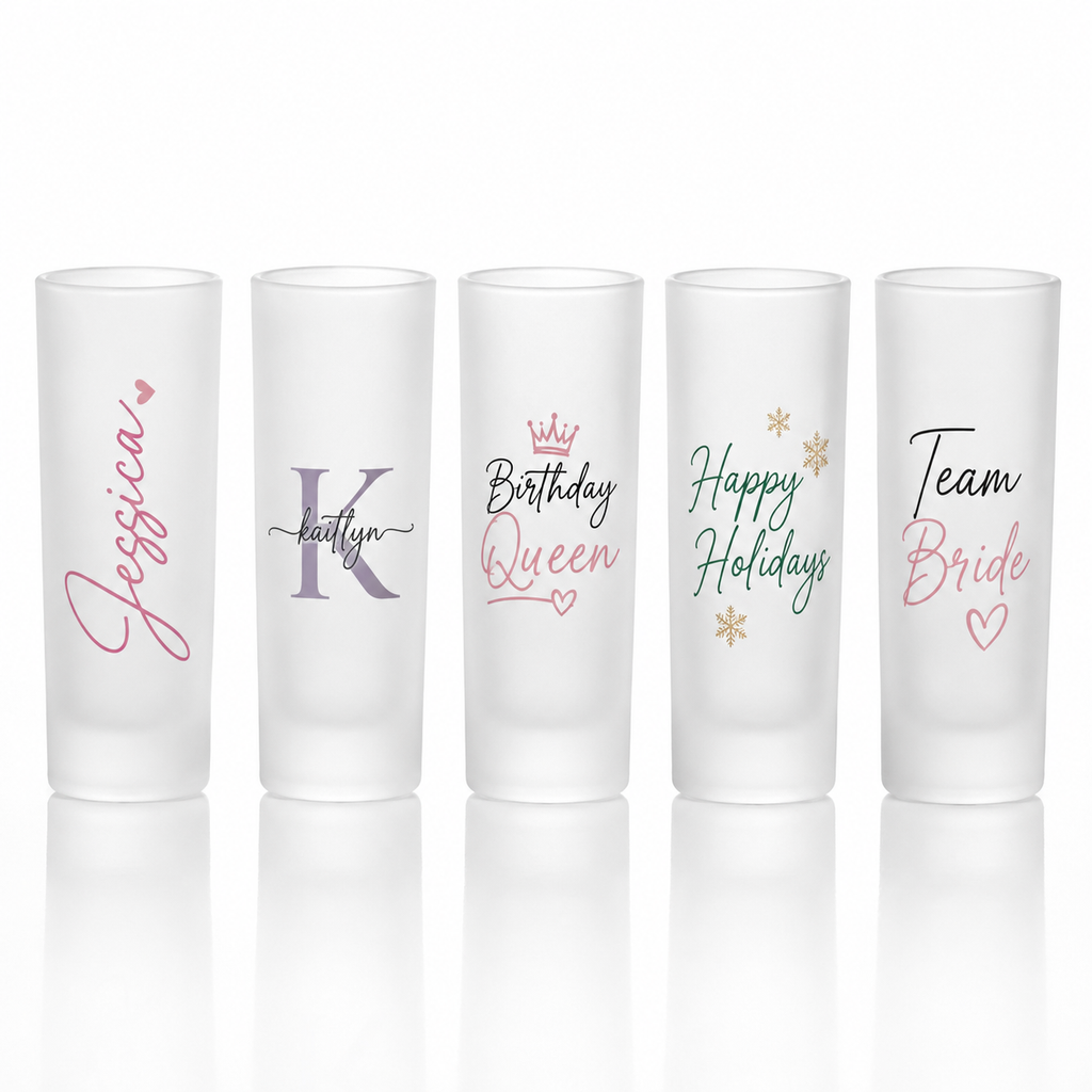 Personalized Frosted Shot Glass | Custom Names, Monogram & Celebration Gifts