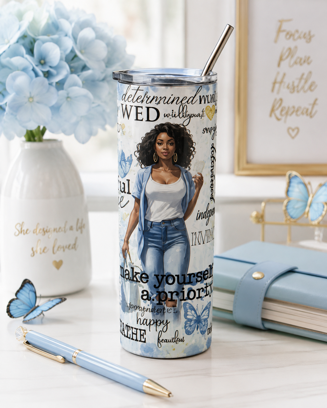 Confident Black Woman Affirmations Tumbler | 20oz Stainless Steel