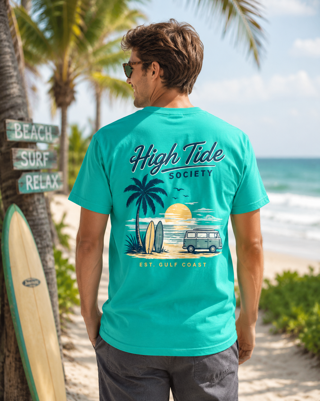 High Tide Society Gulf Coast Tee | Heart & Hands Signature Beach Line