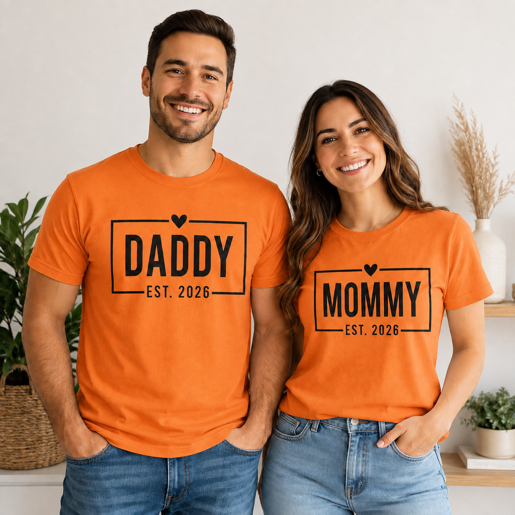 Mommy & Daddy EST. 2026 T- Shirts- New Parents Matching Shirts
