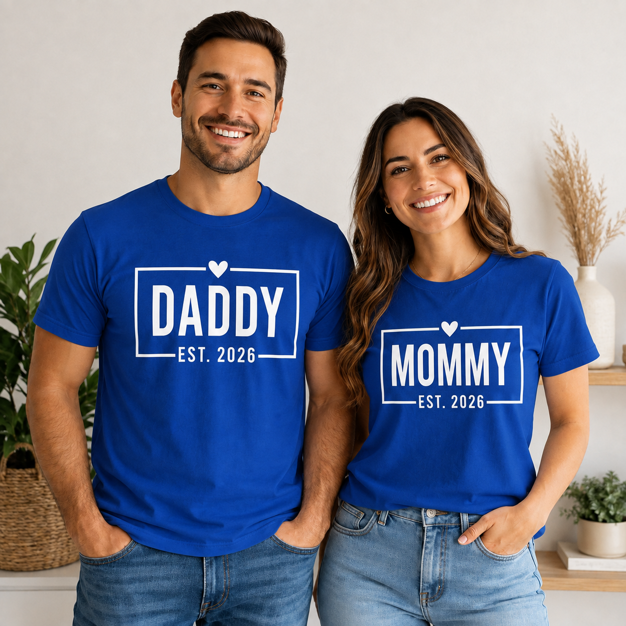Mommy & Daddy EST. 2026 T- Shirts- New Parents Matching Shirts