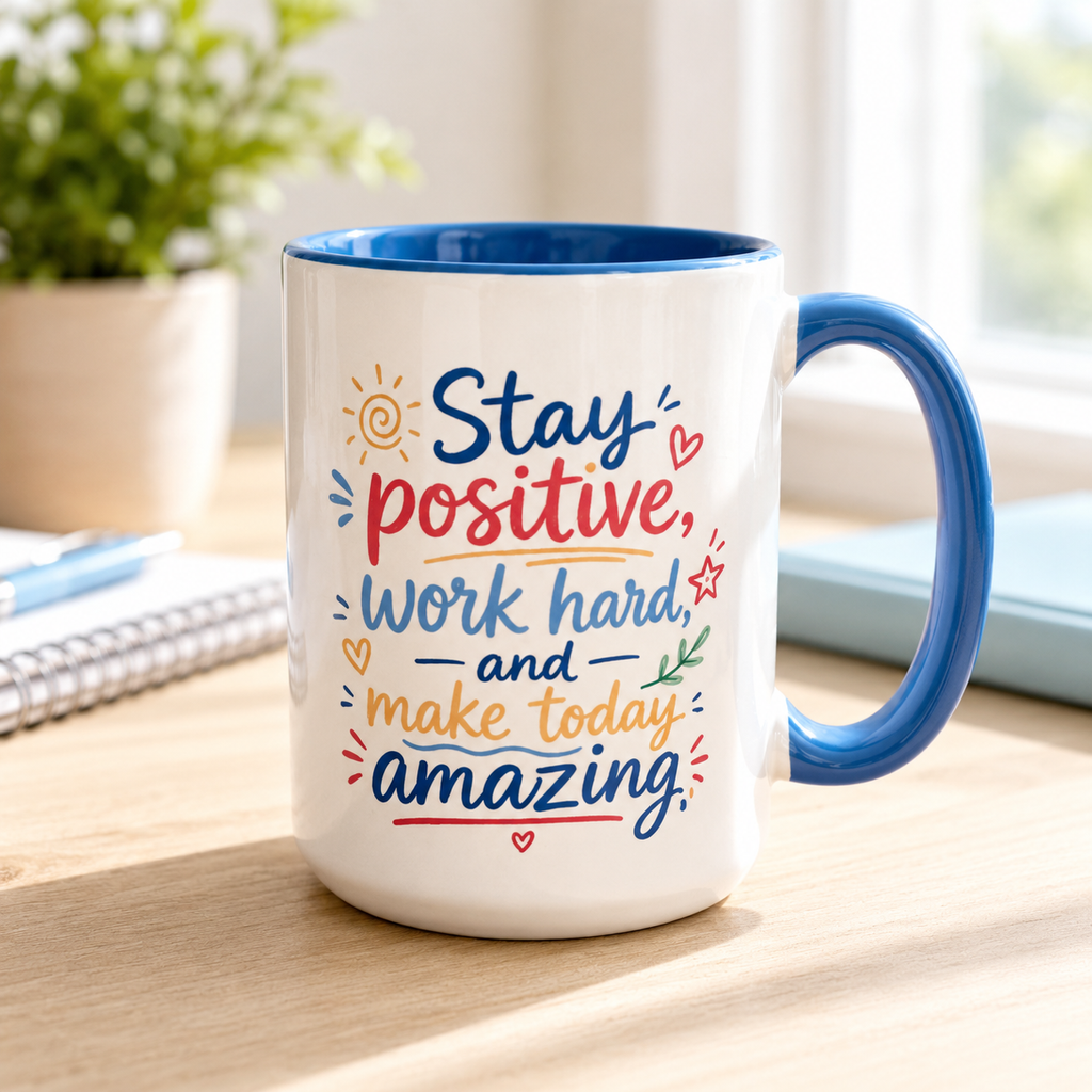 Stay Positive Motivational Accent Mug – 11 oz & 15 oz