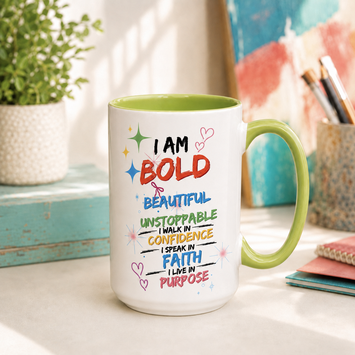 I Am Bold Inspirational Accent Mug (11 oz, 15 oz)