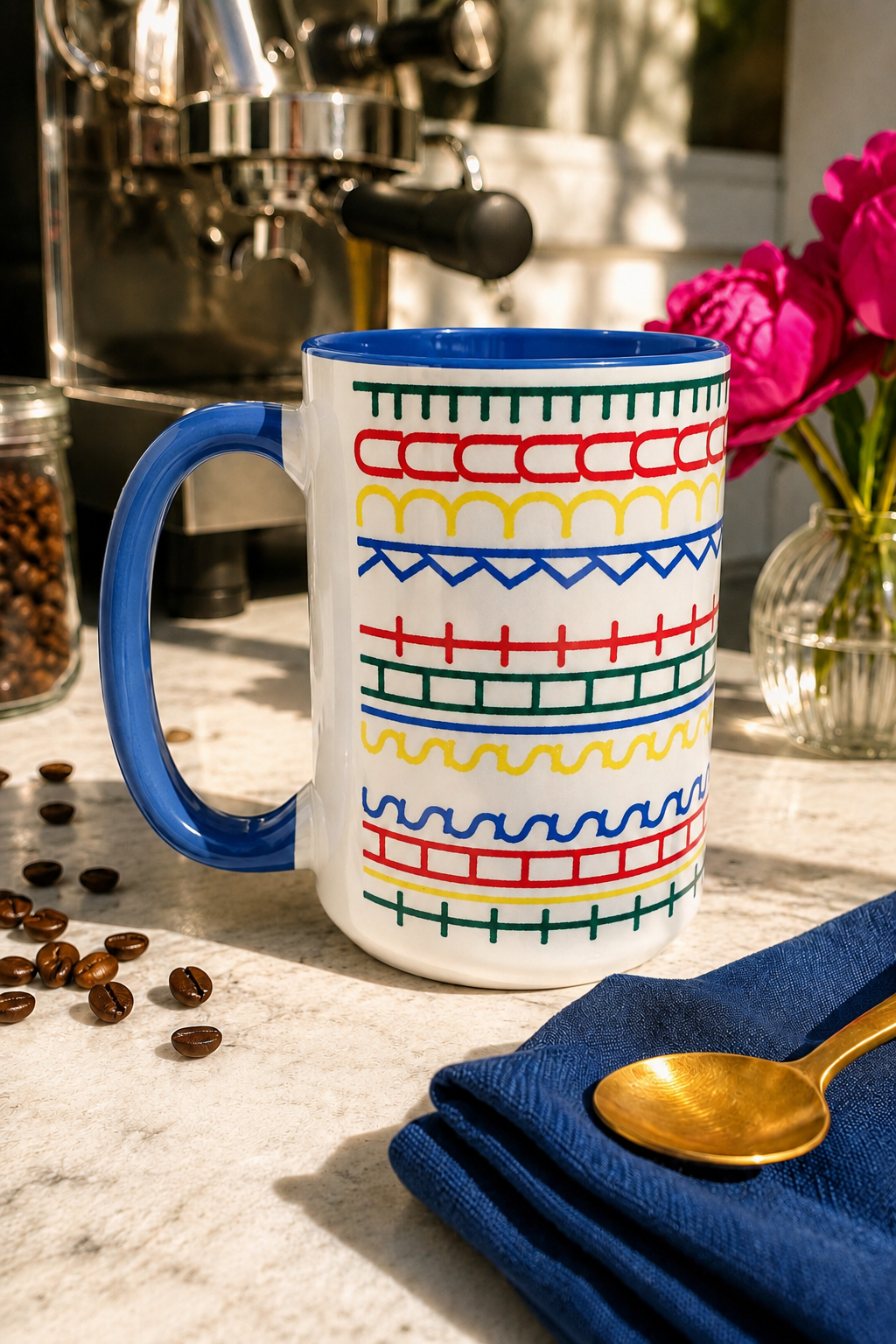 Colorful Hidden-Message Blue Accent Mug – 15 oz