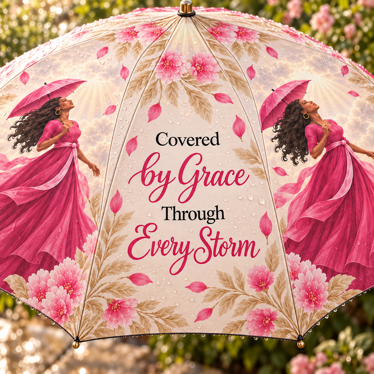 Covered by Grace Through Every Storm | Faith-Inspired Foldable Umbrella