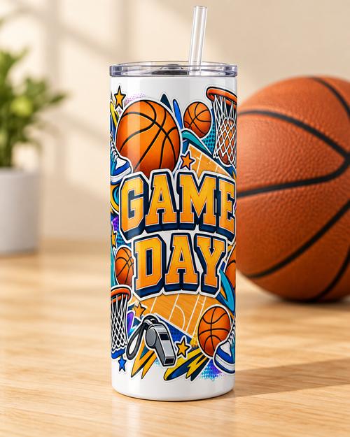 Game Day Basketball Slim Tumbler – 20 oz