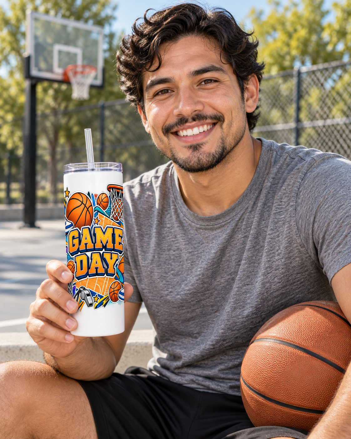 Game Day Basketball Slim Tumbler – 20 oz