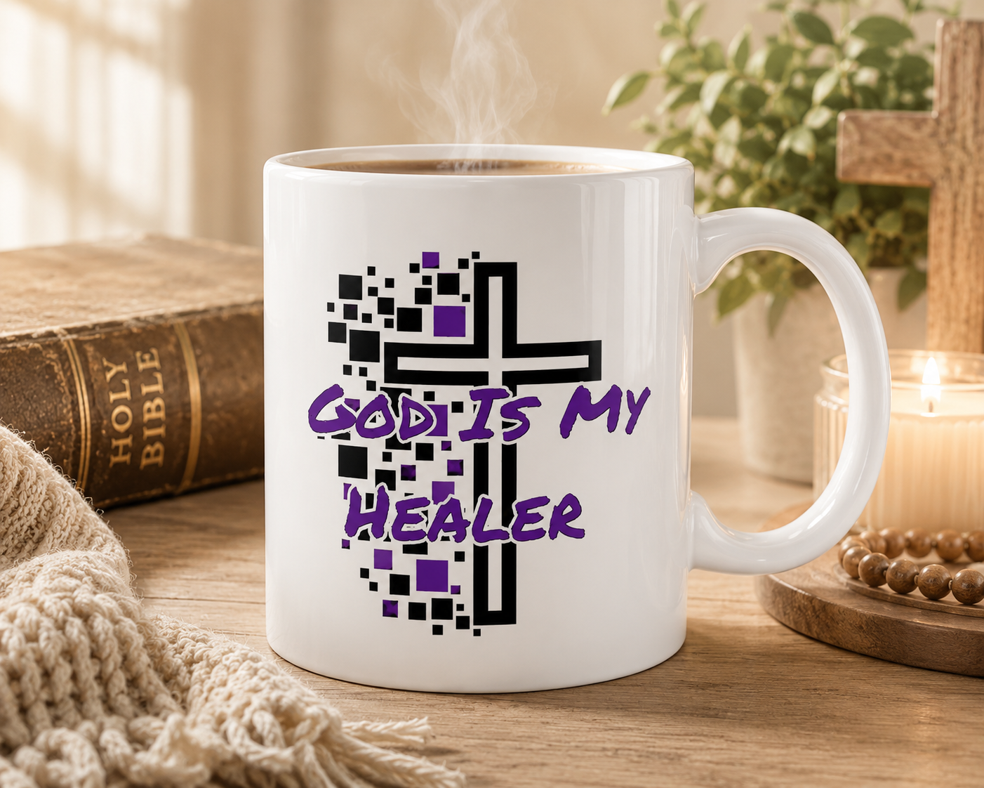 God Is My Healer Christian Coffee Mug|11 oz Ceramic Faith Inspired Gift