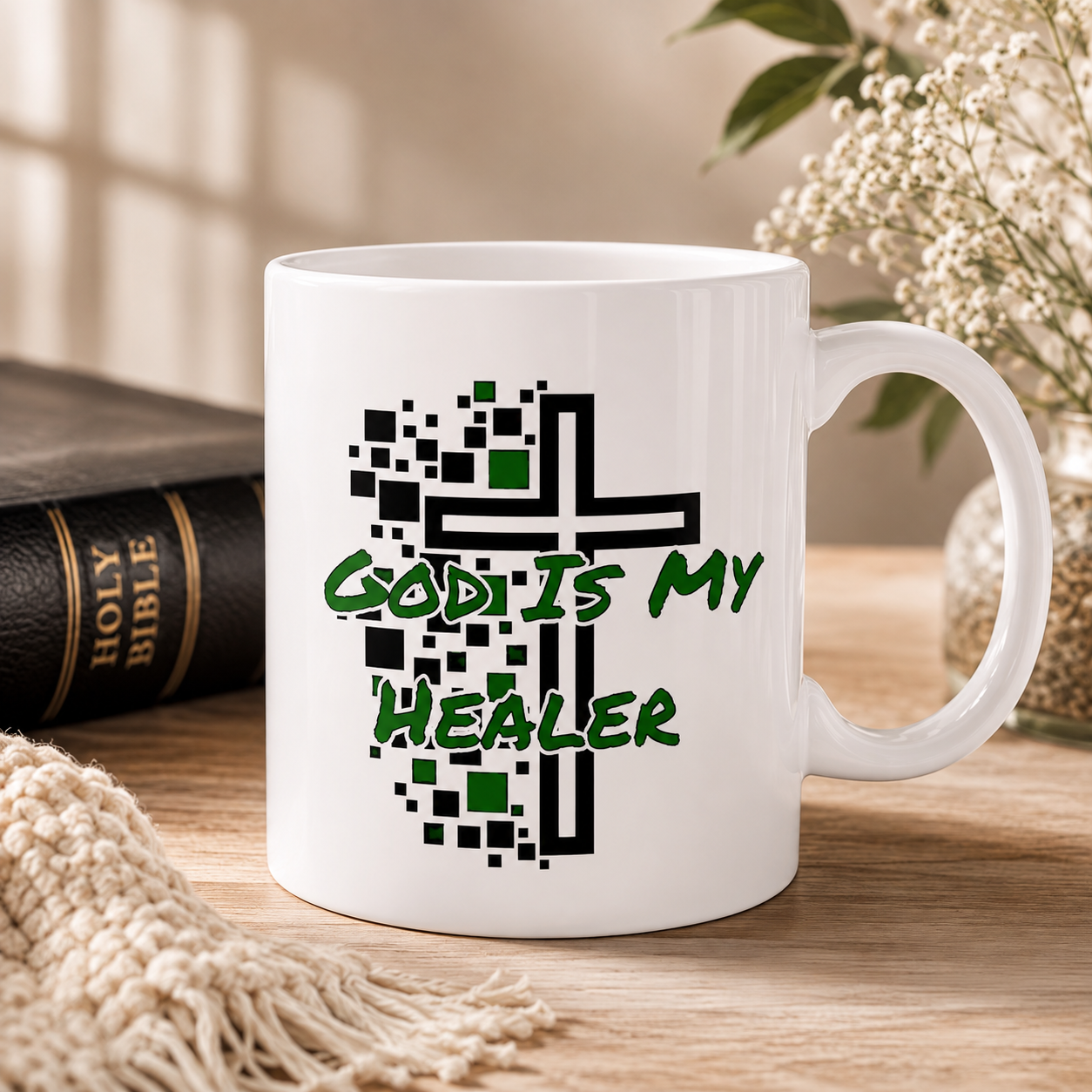God Is My Healer Christian Coffee Mug|11 oz Ceramic Faith Inspired Gift