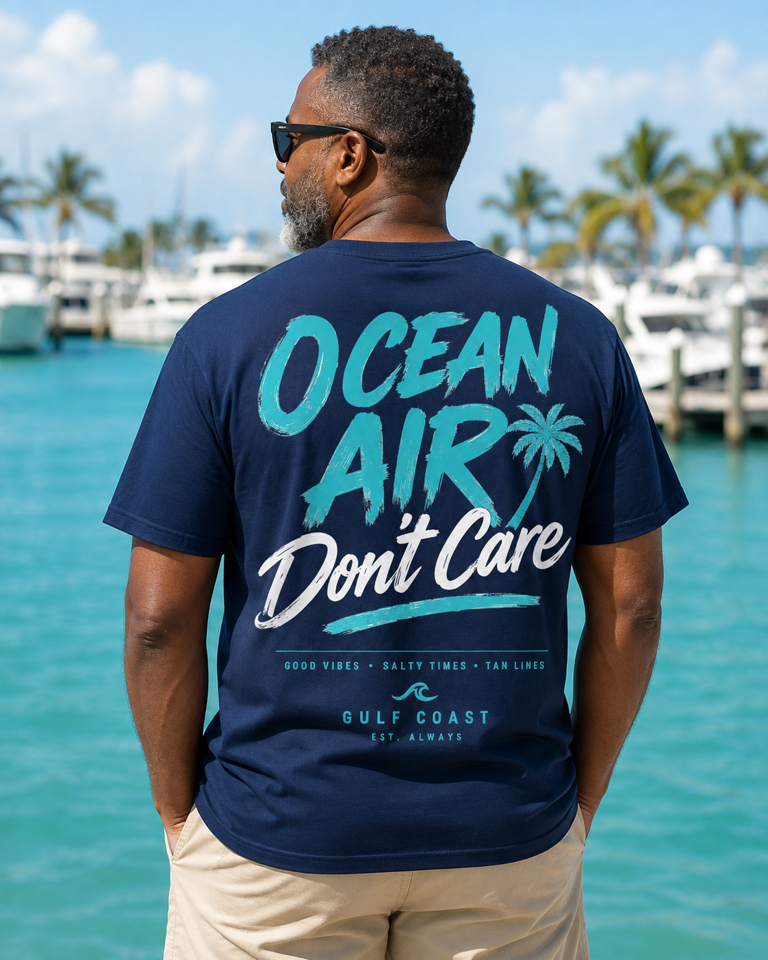 Ocean Air Don’t Care Gulf Coast Tee | Heart & Hands Signature Beach Line
