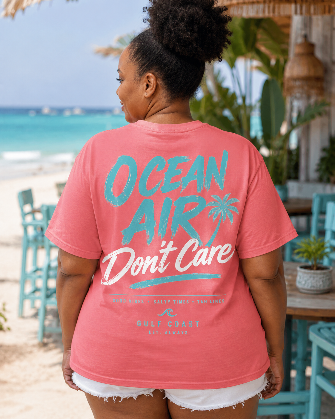 Ocean Air Don’t Care Gulf Coast Tee | Heart & Hands Signature Beach Line
