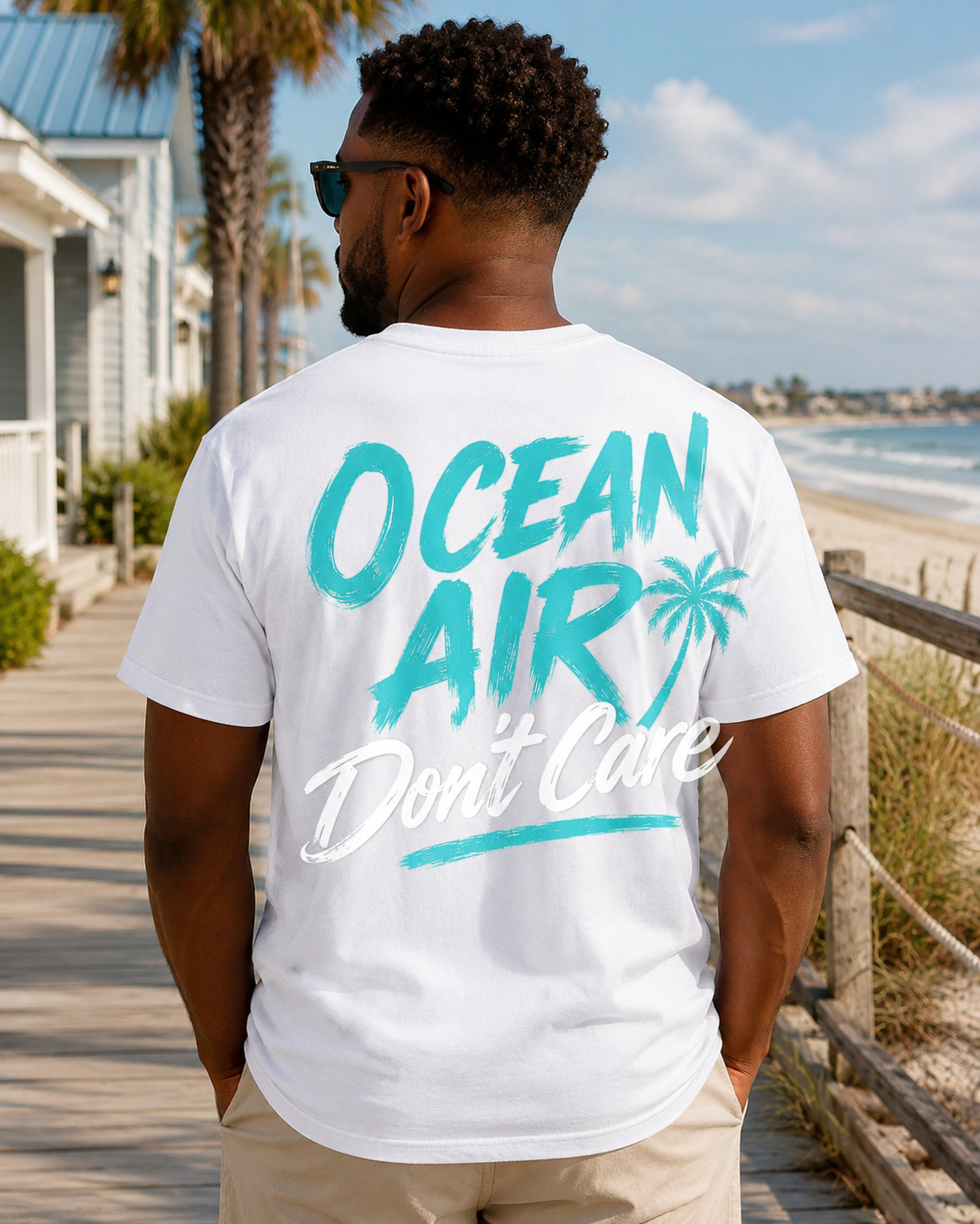 Ocean Air Don’t Care Gulf Coast Tee | Heart & Hands Signature Beach Line