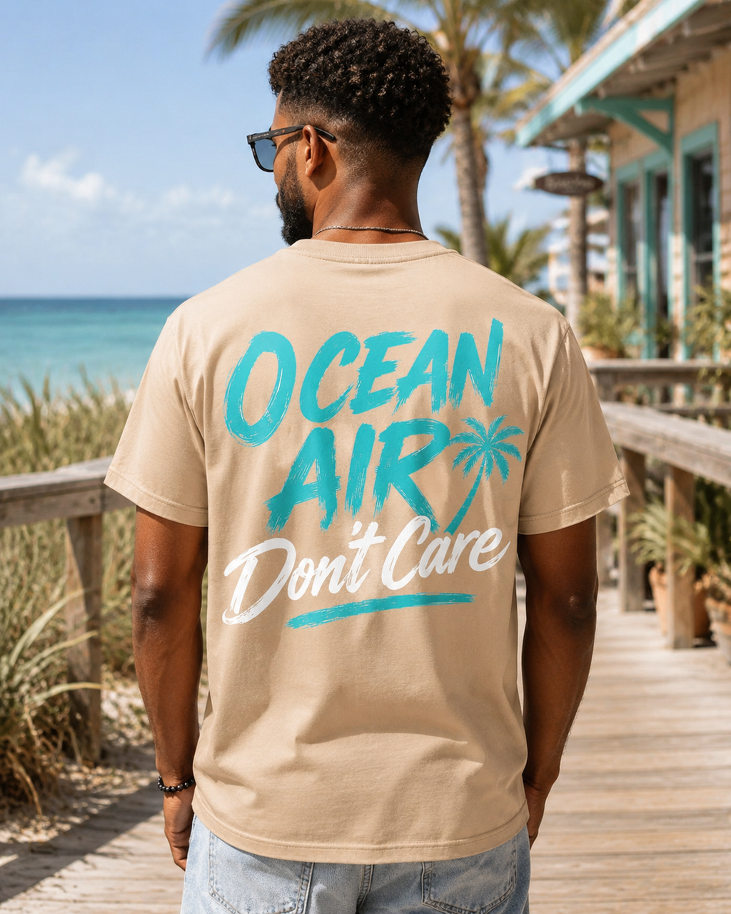 Ocean Air Don’t Care Gulf Coast Tee | Heart & Hands Signature Beach Line