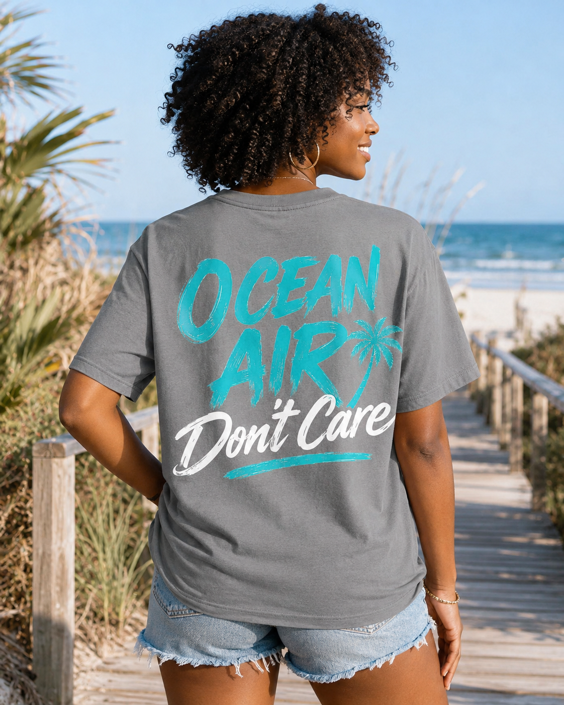 Ocean Air Don’t Care Gulf Coast Tee | Heart & Hands Signature Beach Line