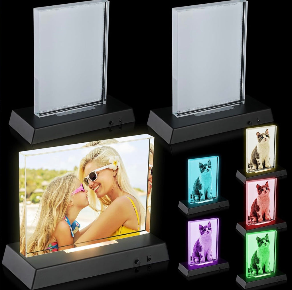 Personalized Crystal LED Photo Frame - Custom Light-Up Picture Display