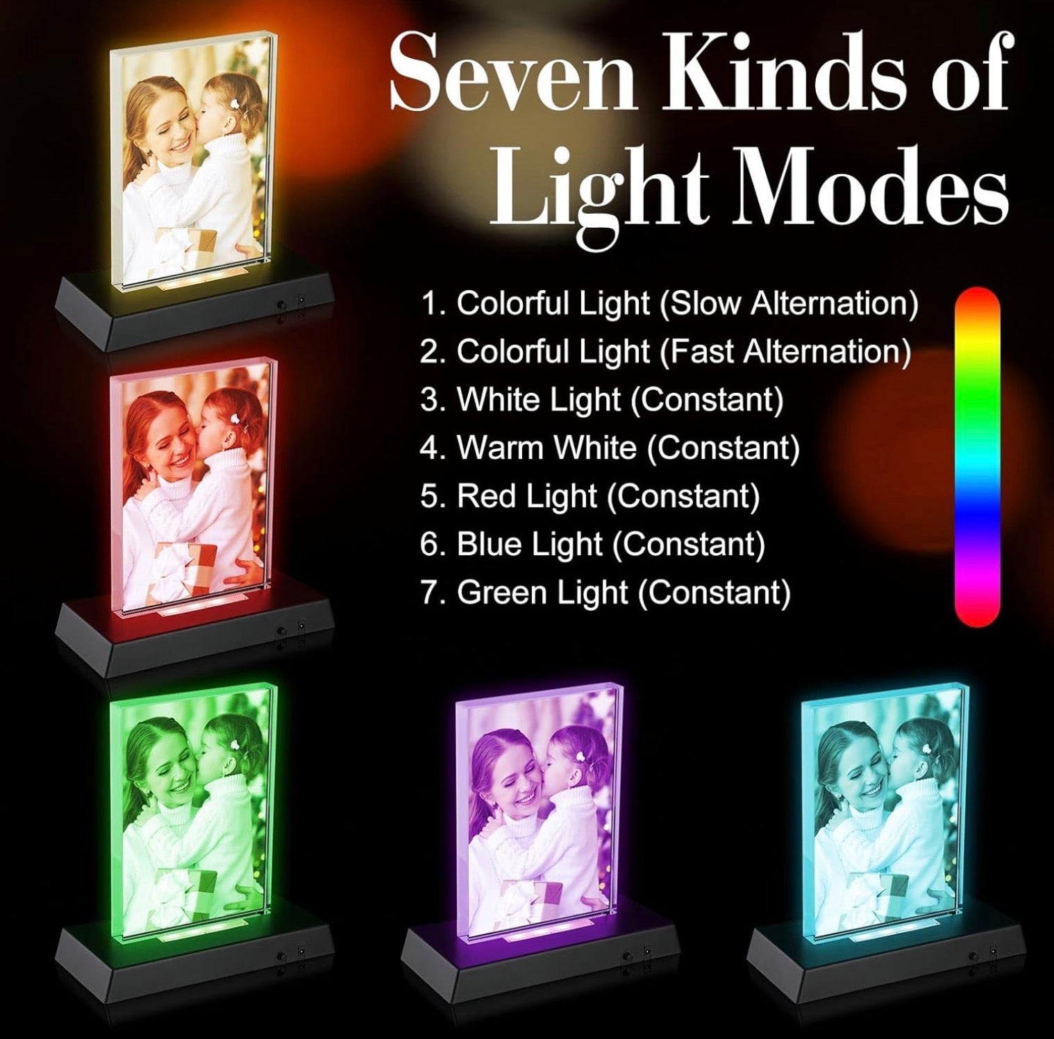 Personalized Crystal LED Photo Frame - Custom Light-Up Picture Display